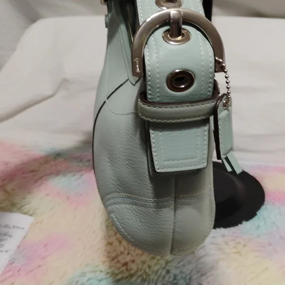 Authentic Coach Y2K Small Blue Pebbled Leather Shoulder Bag - Picture 5 of 16